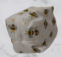 Handmade Fabric Small Toiletries Bag - Bumble Bee With Yellow Spots Print