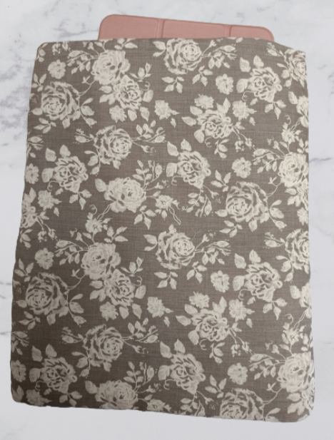 Handmade Fabric Book Sleeve / Kindle Case / Tablet Case - Grey Shabby Chic Print