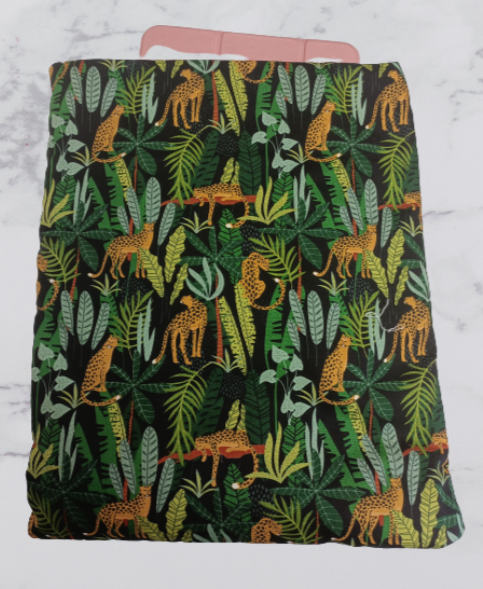 Handmade Fabric Book Sleeve / Kindle Case / Tablet Case - Leopard Jungle Print