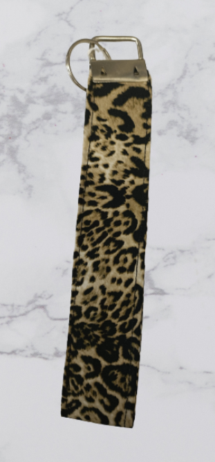 Handmade Fabric Large Key Fob - Leopard Print