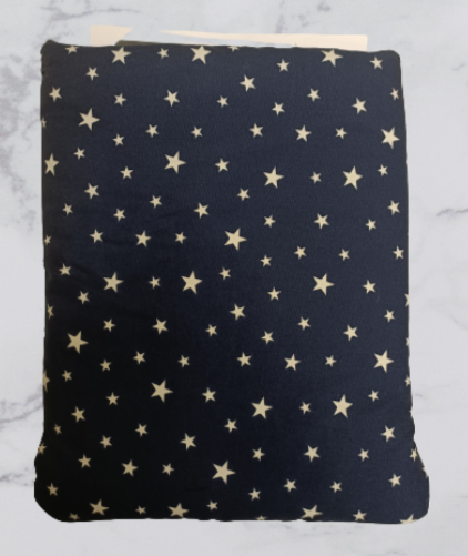 Handmade Fabric Book Sleeve / Kindle Case / Tablet Case - Navy & White Stars Print