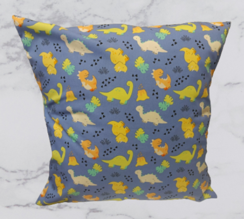 Handmade Fabric  Cushion Cover - Blue Dino Print