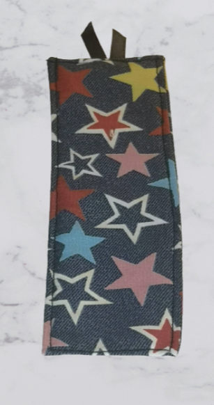 Handmade Fabric Tall Bookmark - Blue Star Print