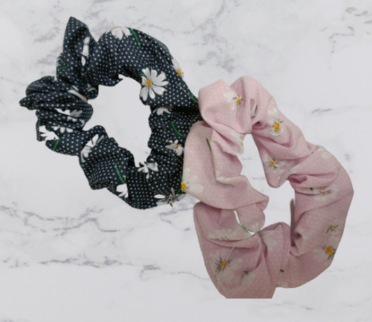 Handmade Fabric Scrunchie Set of 2 - Daisy Print