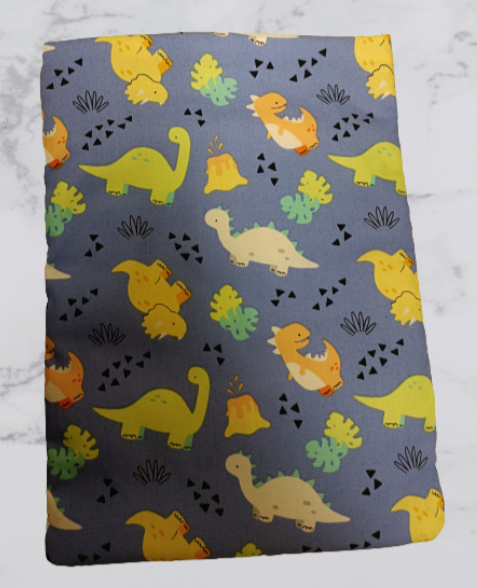 Handmade Fabric Book Sleeve / Kindle Case / Tablet Case - Blue Dino Print