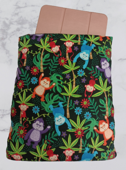 Handmade Fabric Book Sleeve / Kindle Case / Tablet Case - Monkey Jungle Print 2