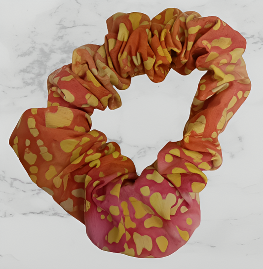 Scrunchie - Orange & Pink With Yellow Splodges