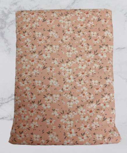 Handmade Fabric Book Sleeve / Kindle Case / Tablet Case - Peach Flower Print