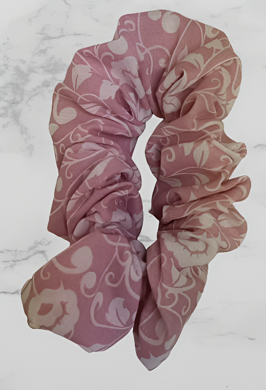 Scrunchie - Pink & White Swirl