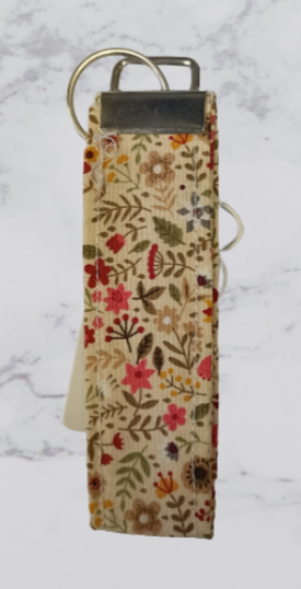 Handmade Fabric Small Key Fob - Harvest Flower Print