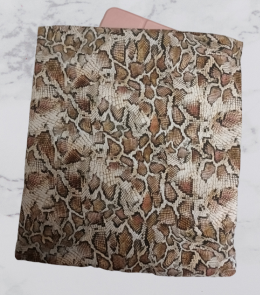 Handmade Fabric Book Sleeve / Kindle Case / Tablet Case - Snake Skin Print