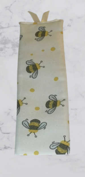 Handmade Fabric Tall Bookmark - Bumble Bee With Yellow Spots Print