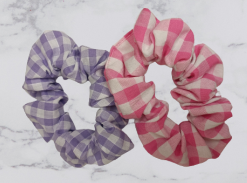 Handmade Fabric Scrunchie Set of 2 - Gingham Print