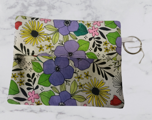 Handmade Fabric Flap Over Pouch - Colour In Flower Print