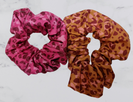 Handmade Fabric Scrunchie Set of 2 - Leopard Print