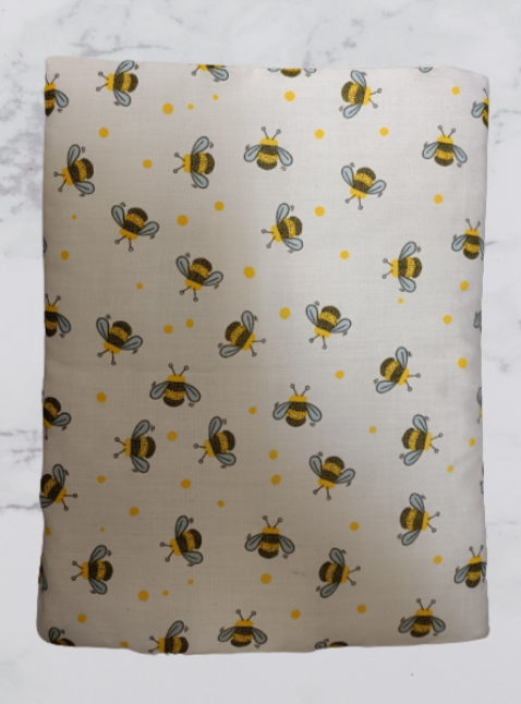 Handmade Fabric Book Sleeve / Kindle Case / Tablet Case - Bumble Bee With Yellow Spots Print