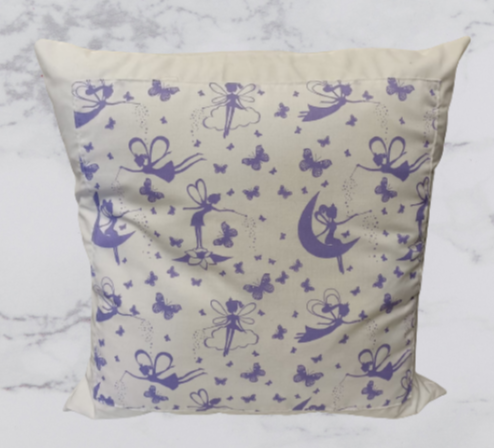 Handmade Fabric Cushion Cover - Purple Fairy Print