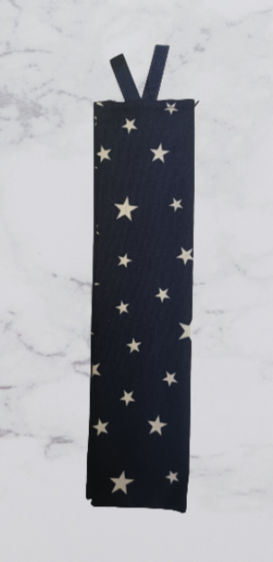 Handmade Fabric Tall Bookmark - Navy & White Star Print