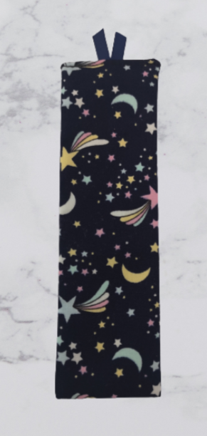 Handmade Fabric Tall Bookmark - Navy Shooting Stars Print