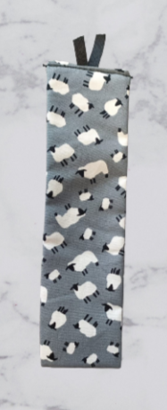 Handmade Fabric Tall Bookmark - Sheep Print