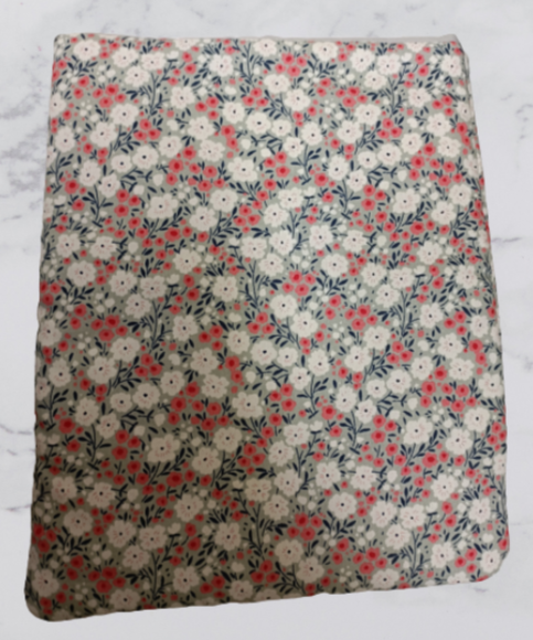 Handmade Fabric Book Sleeve / Kindle Case / Tablet Case - Grey Flower Print