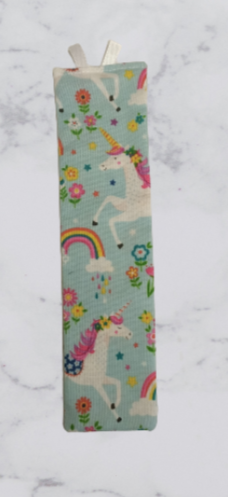 Handmade Fabric Tall Bookmark - Unicorn Print