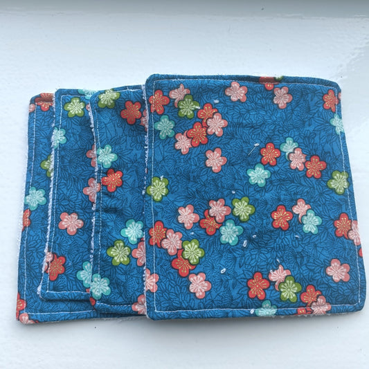 Reusable Eco-Friendly Face Wipes with Bamboo Towelling - Navy Oriental Flower