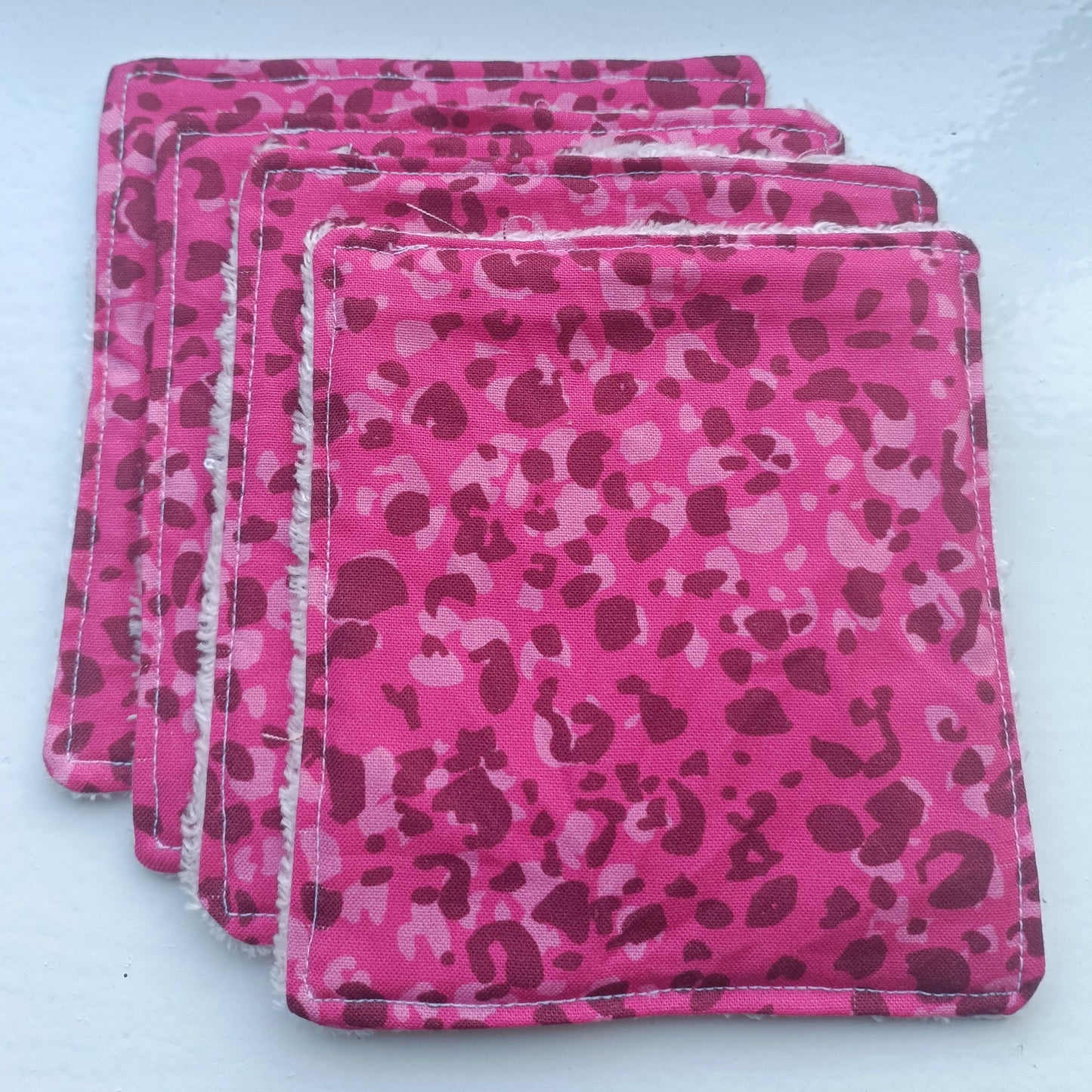 Reusable Eco-Friendly Face Wipes with Bamboo Towelling - Pink Leopard