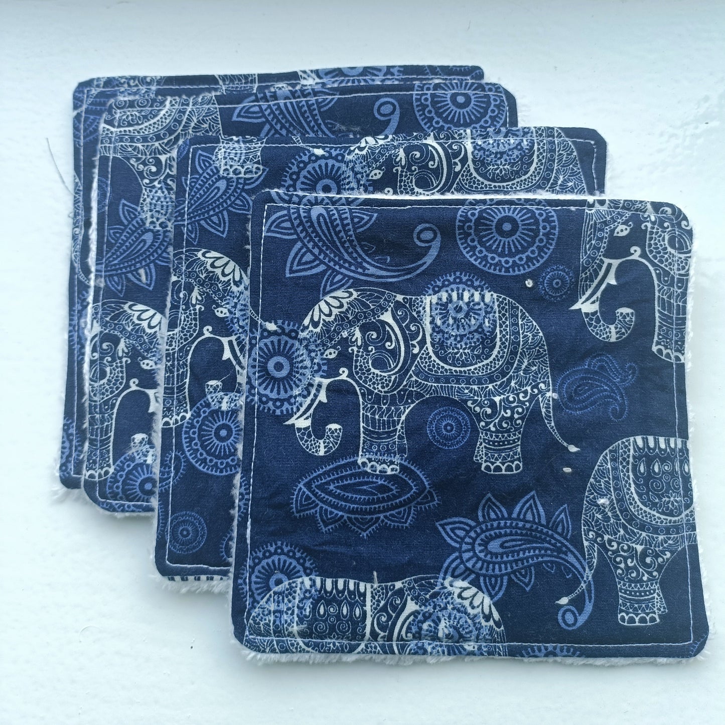 Reusable Eco-Friendly Face Wipes with Bamboo Towelling - Blue Elephants