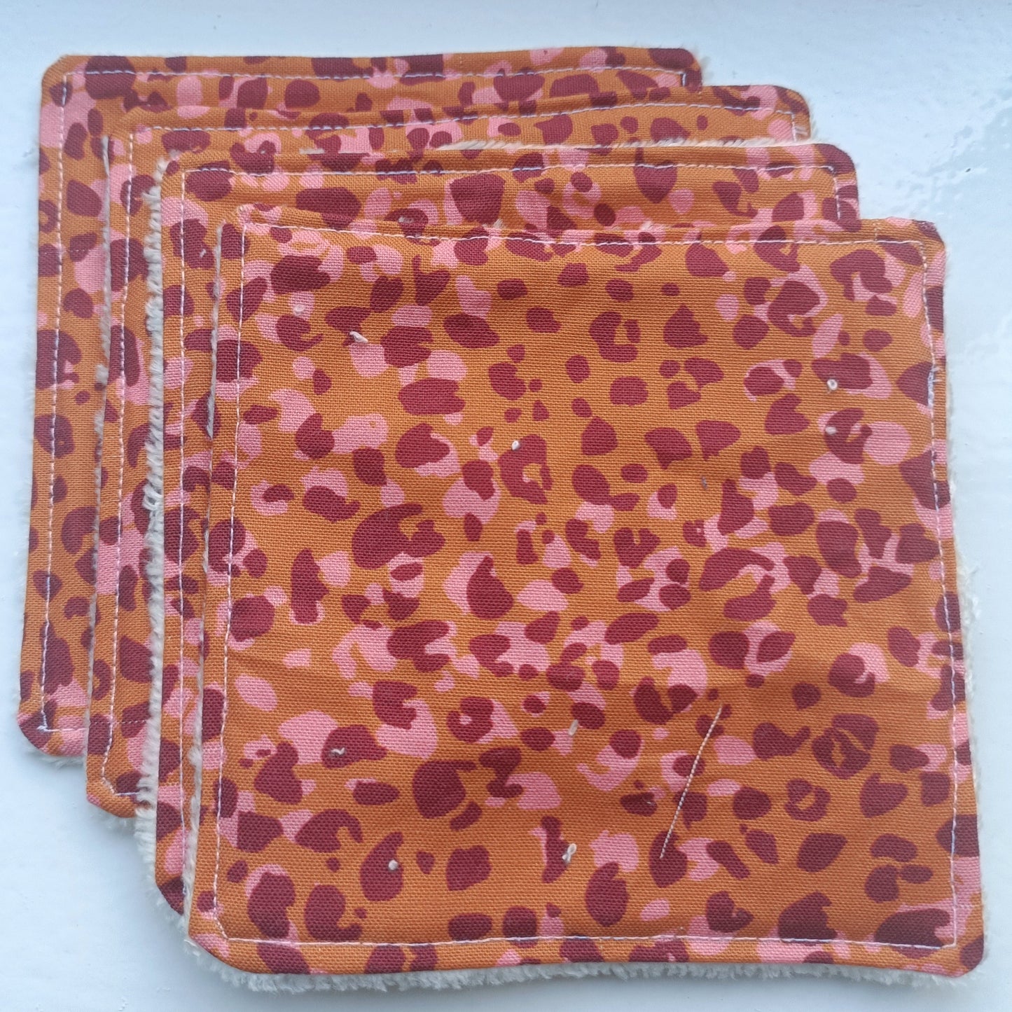 Reusable Eco-Friendly Face Wipes with Bamboo Towelling - Orange Leopard