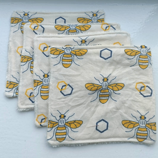 Reusable Eco-Friendly Face Wipes with Bamboo Towelling - Bees