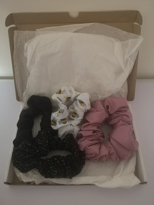 Handmade Fabric Mystery Scrunchie Box Containing Some Of Our Scrunchie Range