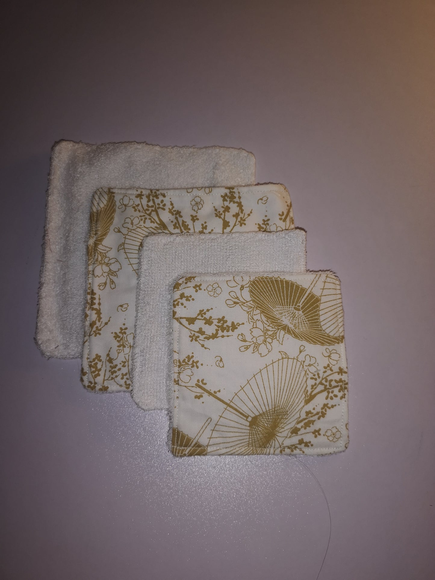 Handmade Fabric Reuseable Eco-Friendly Face Wipes With Bamboo Towelling - Oriental Fan Print