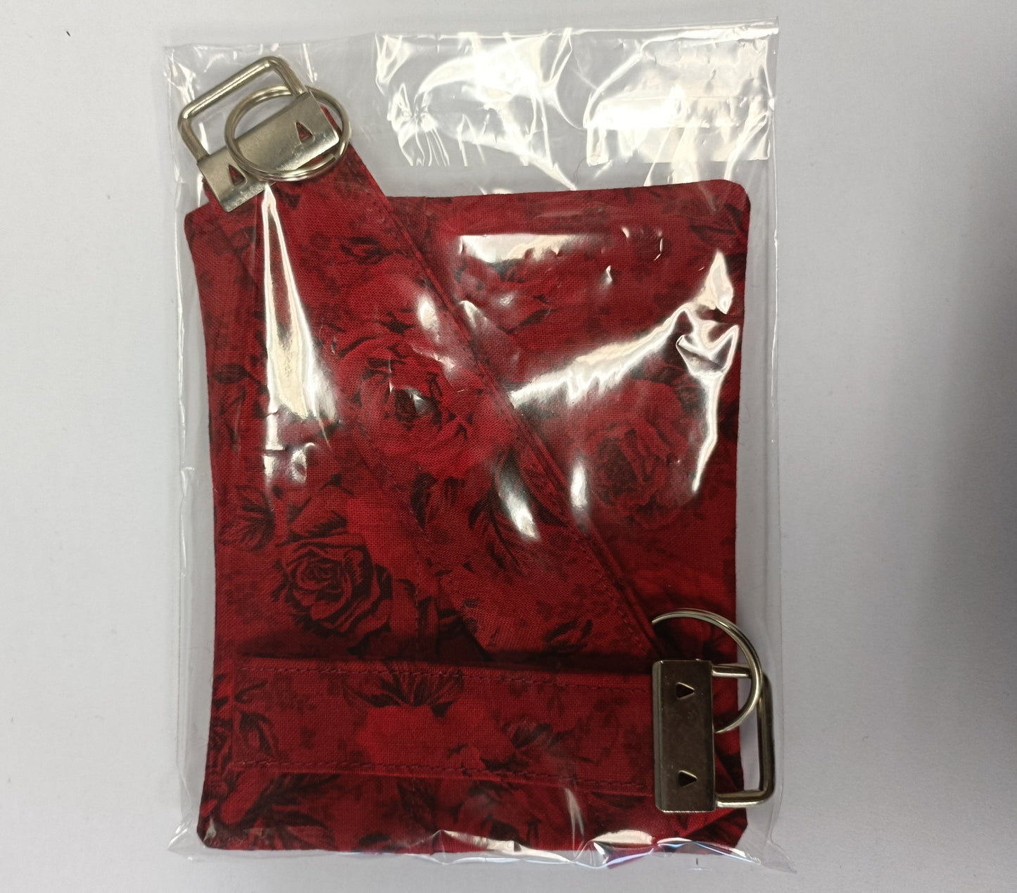 Handmade Fabric Key Fob & Pouch Set - Red Roses Print