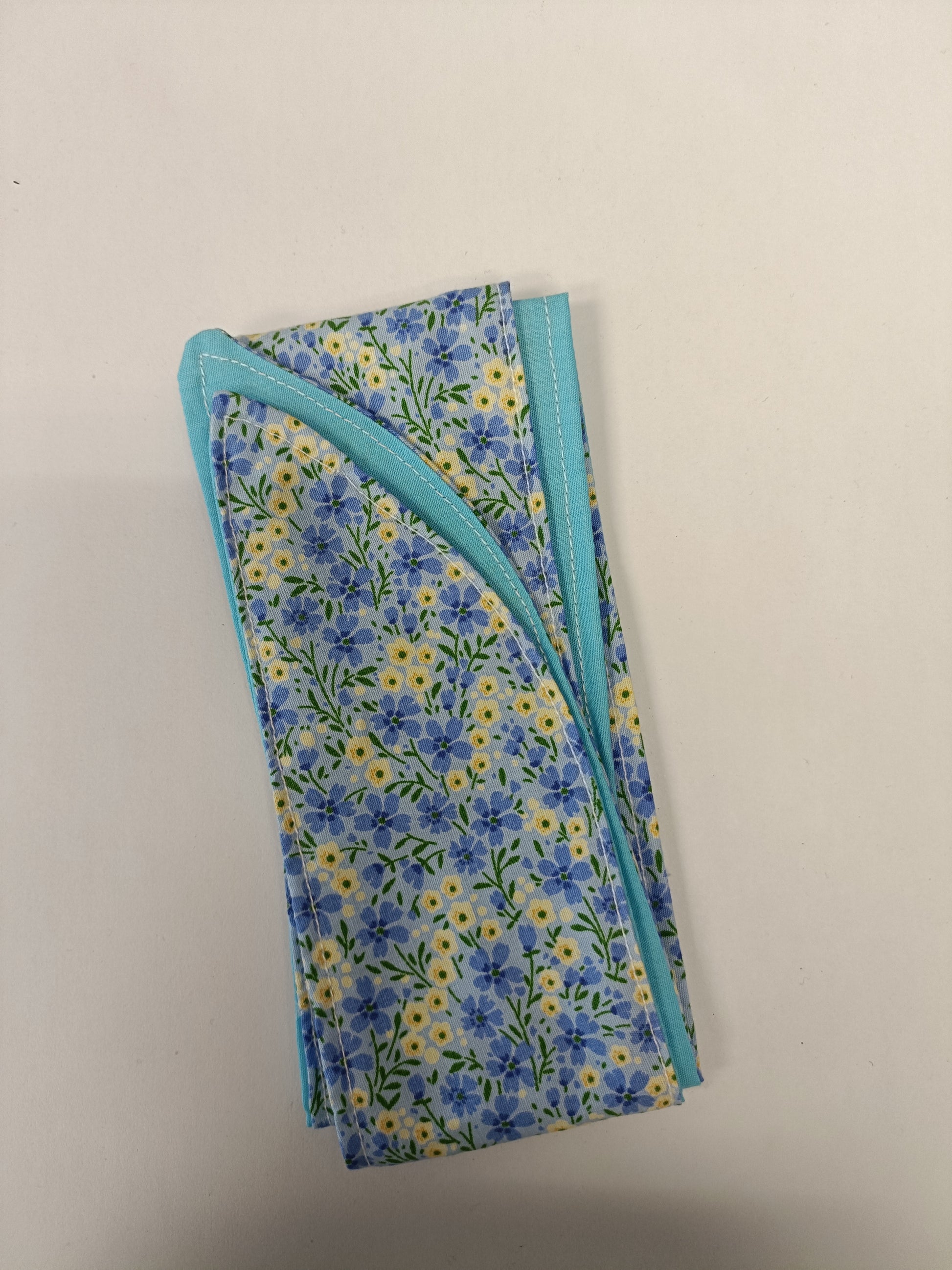 Handmade Fabric Tie Wrap Headband - Pale Blue Flower Print